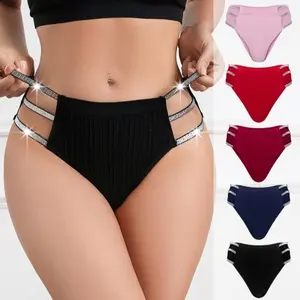 Charming Strappy Mid-Waist Briefs - 6 Color Shiny Straps Fashionable & Comfortable Women's Underwear for Everyday Wear