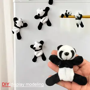 Cartoon Plush Panda Fridge Magnets, Refrigerator Decorating Magnet, Creative Cute Decorative Stickers, Reusable Easy Tear and Stick Travel Souvenirs, 10/5 Pieces Set