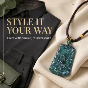 High-end Natural A-grade Jadeite Blue Water Mountain Brand Pendant Artistic Ice Waxy Jadeite Pendant for Men and Women
