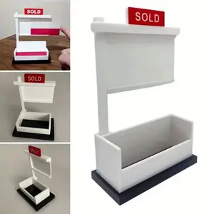 Real Estate Business Card Display Wooden Sales Namecard Holder Box Stand, Durable Wood Material, Ideal for Office Use & Personal Organization