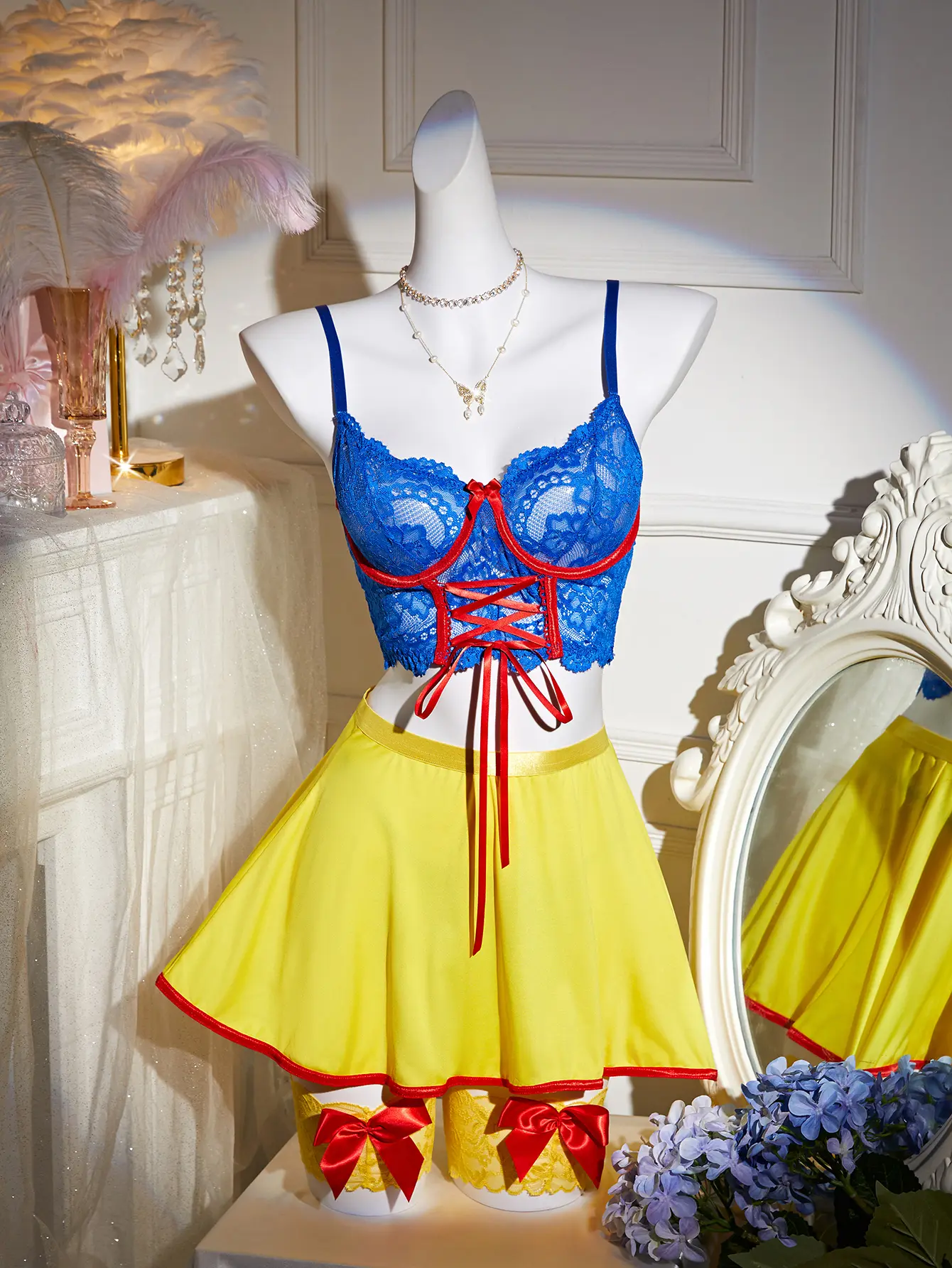 etsy sexy clothes Women's 2-Piece Playful Princess-Inspired Lingerie Set - Ruffle Lace V-Neck  Corset, Rainbow Stripe Mini Skirt, Lady Clothes for Date Night, Sexy Look,  Hand Wash Recommended