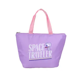 Snoopy Little Astronaut Series T-shaped Lunch Bag (Purple), Carrying Bag Reusable Lunch Box Large Capacity Bag For Work, Picnics Or Travel