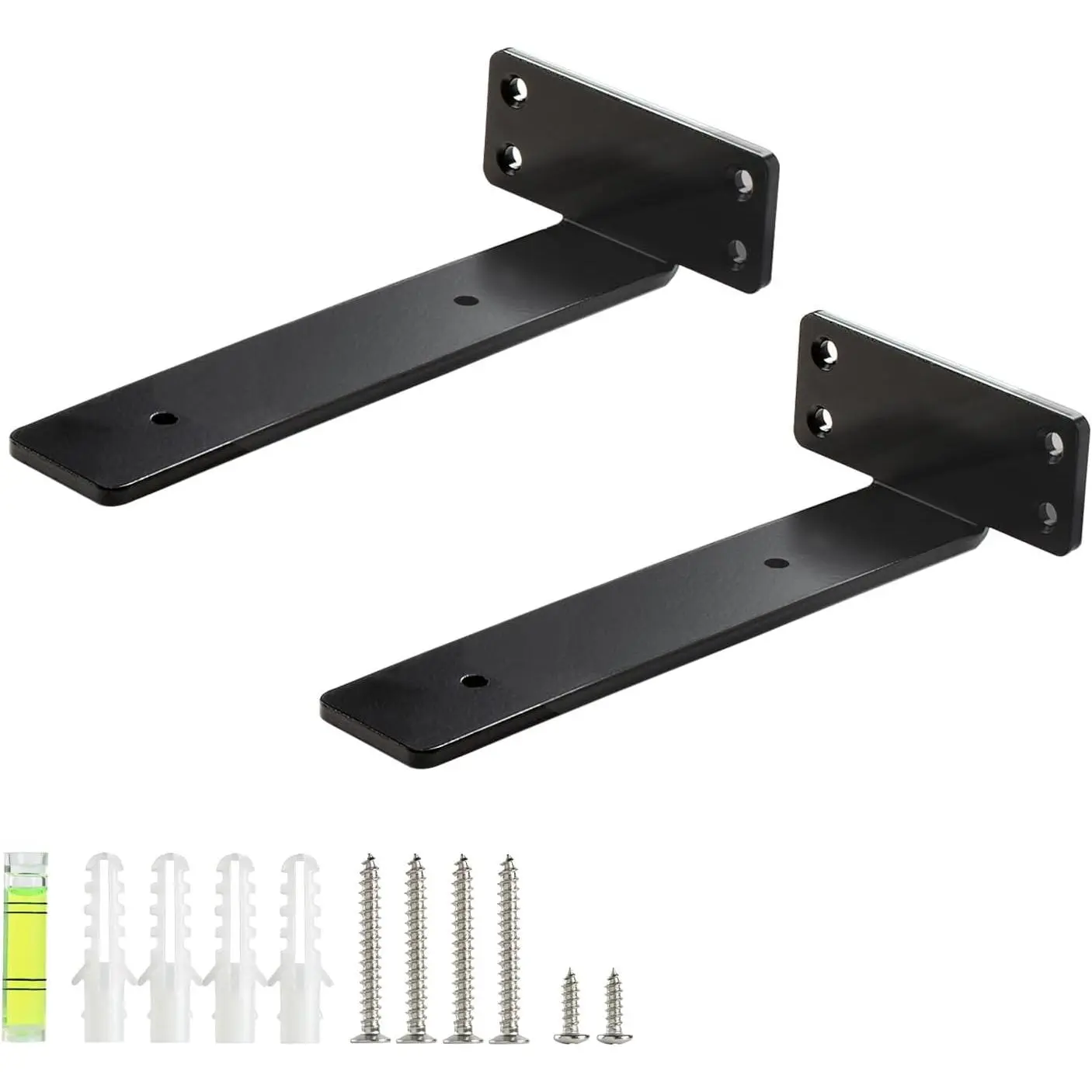 Floating Shelf Bracket 6 Inch,2 Pack Heavy Duty Shelf Brackets,L Brackets for Shelves Black,6"L x 1.3"H x1.3"W