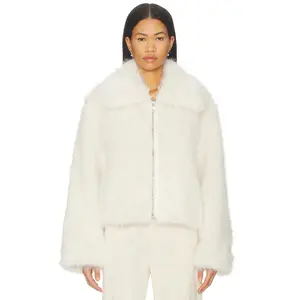 BY.DYLN Kallie Faux Fur Jacket in Cream