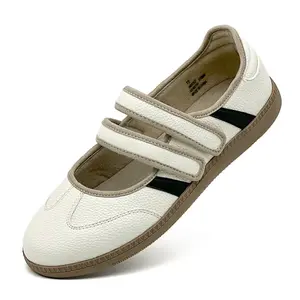 Women's Retro Suede Mary Jane Shoes, Lightweight Double-Strap Casual Flat Walking Sneakers Decor