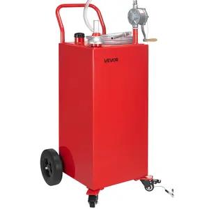【fathersdaygift】VEVOR 40 Gallon Fuel Caddy,Gasoline & Diesel Fuel Tank with Manual Transfer PumpPortable Fuel Storage Tank with 4 Wheels & 10 ft HoseGas Caddy for CarsLawn MowersATVsBoatsMoreRed