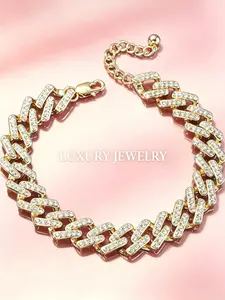 Trendy Rhinestone Ankle Chain, Fashion Jewelry Accessory, Luxurious Full Rhinestones Hip Hop Cuban Chain, Anklets, Perfect Gift for All Occasions
