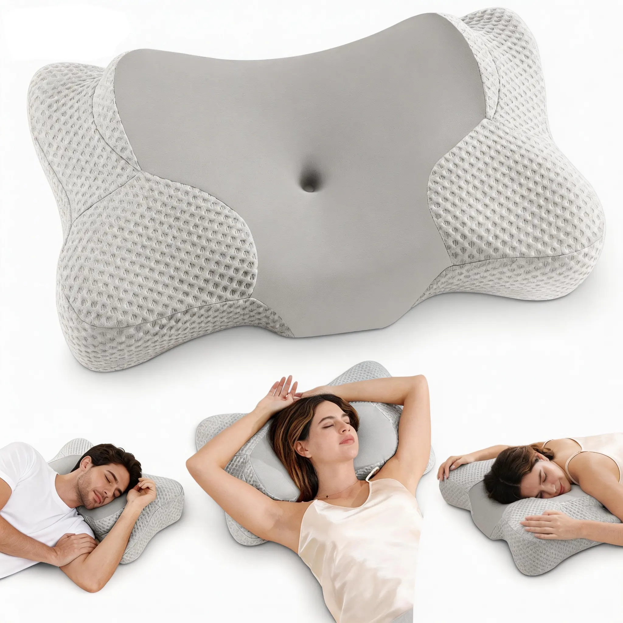 JIAAO Cervical Neck Pillow for Neck Pain Relief - Adjustable Ergonomic Memory Foam Pillow, Cozy Orthopedic Bed Pillow
