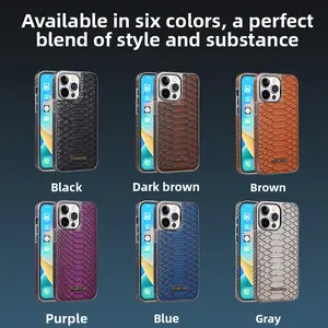 Trending Vegan Faux Leather Snake Skin Pattern iPhone 12/13/14/15/16/17 Pro Max Case with Electroplated Frame Slim Shockproof Full Protection for Daily Use Christmas Phone Case phone cases
