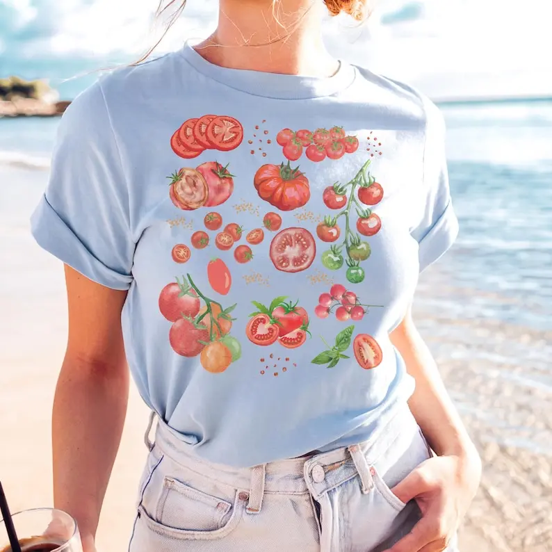 Tomato Garden T-Shirt – Cottagecore Botanical Veggie Shirt for Summer
