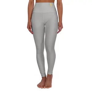 Women's High Waisted Yoga Light Grey Leggings by TRAIN TRU - Pro Series