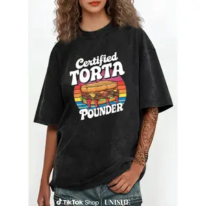 Unisex Crew Neck T-Shirt – Funny "Certified Torta Pounder" Washed Cotton Summer Wear