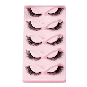 (MY Favorites) False Eyelashes Cat Eye Lashes Dramatic Fake Eyelashes Natural Look 5 Pairs 10-20 MM Fox Eye 8D Wispy Fluffy Extension Pack Volume Thick Faux Mink Lashes Cruelty Free Light
