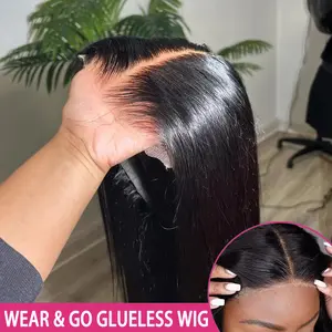 Bling Hair 9x6 7x5 6x4 5x5 Glueless Wig Real Human Hair Bone Straight Ready To Wear Lace Closure Wig 13x4 13x6 Transparent Lace Front Wig Pre Cut Lace Wig 180 Density Easy Go No Glue