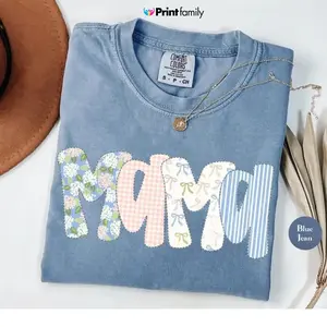 Comfort Colors Floral Preppy Mama Mom TShirt, Spring Floral Coquette Mama TShirt, Gift For Mom, New Mom Shirt Tee, Mother's Day Gift - Printfamily