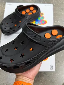 Trendy Couple Massage Sole Thick Bottom Cloud Hole Shoes, Two-Way Closed-Toe Slippers, Men's Anti-Slip High Heel Hole Shoes