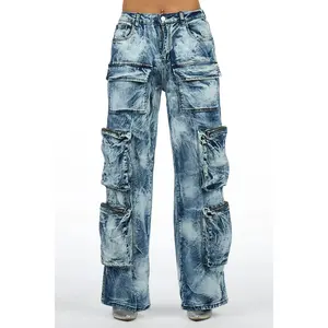 Malaika Blue Cargo Stacked Jean