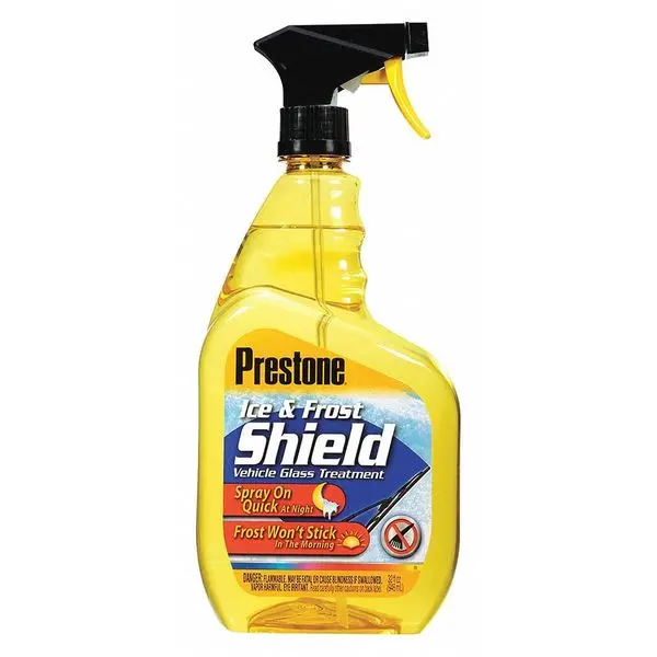 Prestone 32 oz Windshield De-Icer Spray Bottle,windshield de-icer spray,ice and frost remover,morning frost reducer,light ice melt aid,snow remover,winter glass treatment,ready-to-use formula,car windshield safe,quick clear visibility,biodegradable,deicer