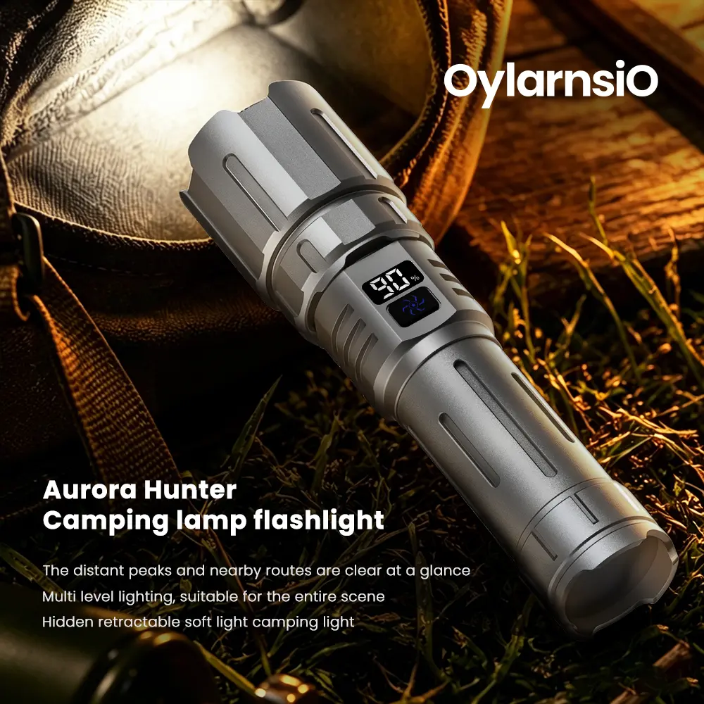 High Lumen Adjustable Aluminum LED Flashlight - 5 Brightness Modes, 500m Beam, Retractable Zoom, USB-C Direct Charging, Power Bank Function, Long Battery Life, Waterproof for Camping, Hiking, High Lumen Torch, Adjustable Flashlight