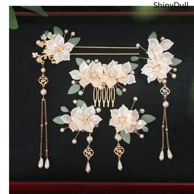 5PCS Baroque Camellia Flower Rhinestone Pearl Gold Hair Pins - Barrettes Clips, Sports & Outdoor Hairstyle Accessory, Bag Charm, Wedding Hair Decor for Christmas, Engagement, Birthday, Graduation