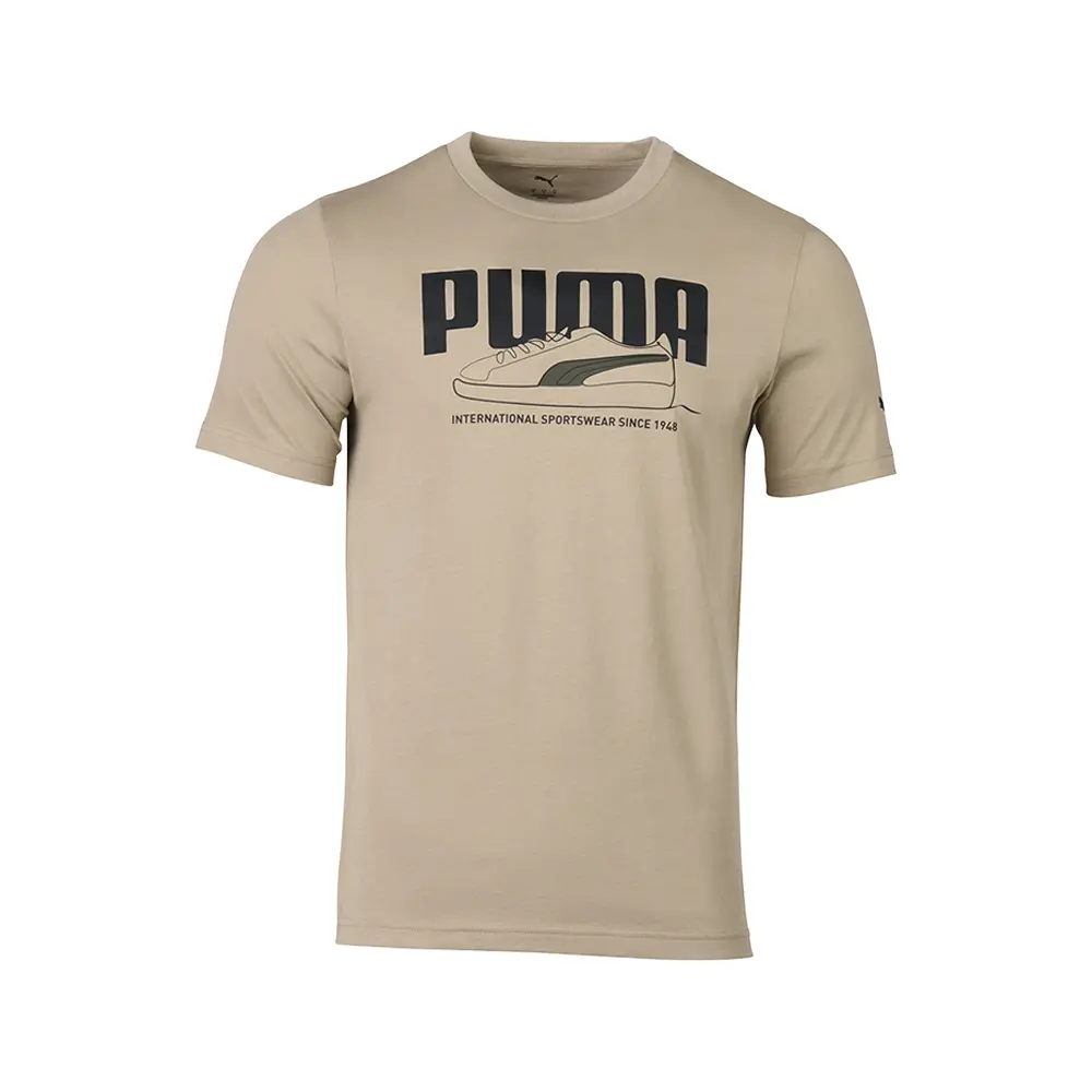 PUMA Mens Basket Graphic Crew Neck Short Sleeve Casual Tops Casual - Brown