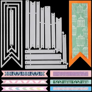 2 count Bookmark Metal  Dies DIY Craft Carbon Steel Embossing Template Metal Stencils Scrapbooking Tool and Thin Banner   for Card DIY(Simple Style)