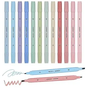 Dual Tip Highlighters, 12 Pack, Cream Colors, Bible Highlighters and Pens No Bleed With Chisel Tip, Quick Dry, Study Journaling School Office Supplies