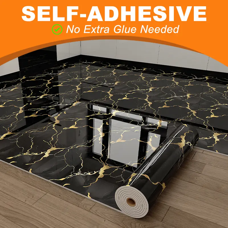 Self-Adhesive Modern Marble Vinyl Flooring Sticker (23.62x118.11", 2.3mm Thick) - Removable Peel-and-Stick Room Decor for Home Indoor Use, Luxury Tiles for Livingroom, Kitchen