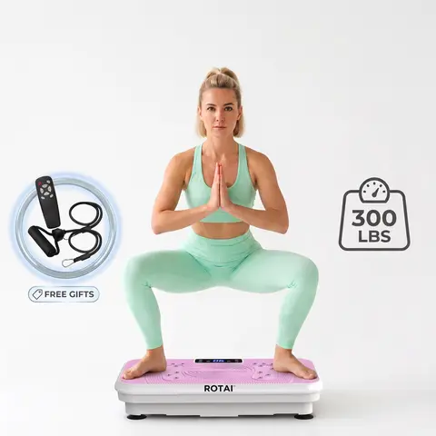 ROTAI Vibration Plate Exercise Machine - Compact Portable Home Workout Gear, Home Gym Equipment, Gym Equipment, Multifunctional Ab Crunch Trainer for Full Body & Core Strength Training, 300LBS Capacity