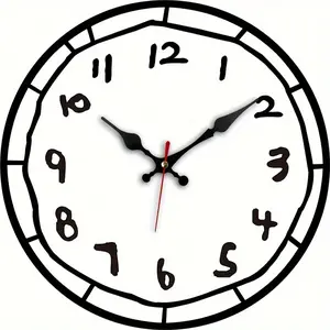 Modern Silent Quartz Wall Clock - Large Number Display, Wooden Round Design for Bedroom, Living Room, Office, Kitchen, Bathroom - Battery Operated (AA), No Battery Included