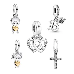 925 Sterling Silver Dangle Charms – Cute Family, Love & Symbolic Pendant Beads for Bracelets