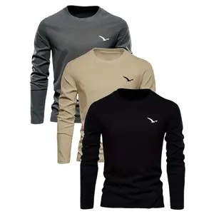 Men's Winter Warm Long Sleeve Crewneck T-Shirt Set, Breathable Knit Fabric, Elastic Design, Comfortable Wear for Cold Weather