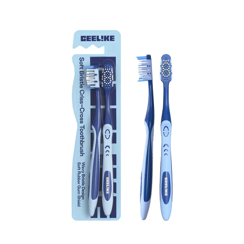 Ceelike Soft Bristle Criss-Cross Toothbrush | Twin Pack, Wave-Shaped Bristles & Ergonomic Handle | Soft Protection Mechanism for Gentle Cleaning
