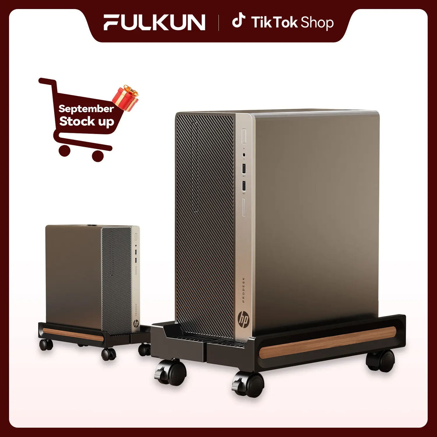 Fulkun PC Stand Adjustable Mobile CPU Stand Ventilated Computer Tower Stand for Floor Use Locking Caster Wheels 80LB Load Capacity