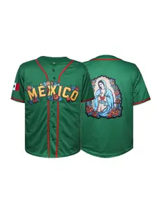 Vintage Classic Mexican Virgin Embroidered Baseball Jersey, Faith & Baseball, Handmade Soft Comfort, Perfect Gift for Baseball Fans