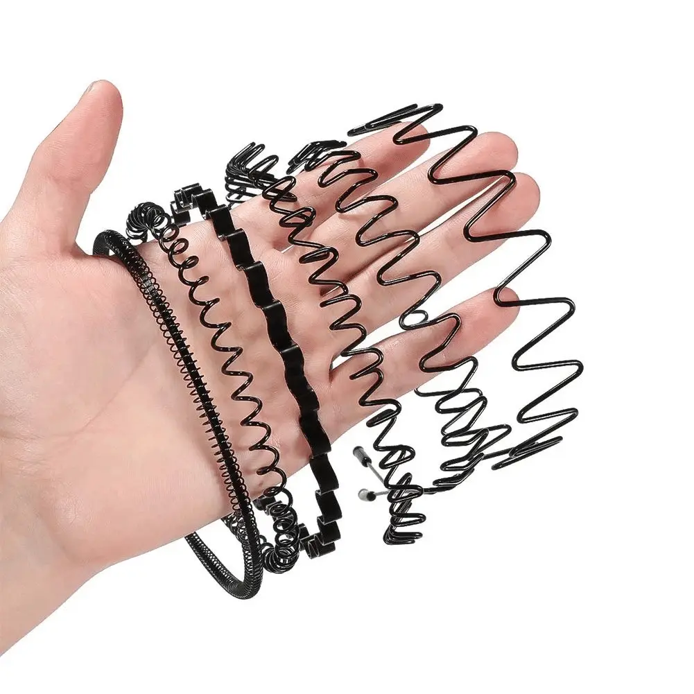 6Pcs Spiky Metal Hair Headbands, Wave-Style Hoop Combs, Sports Headbands for Men and Women (US Stock), Spiky Metal Headbands