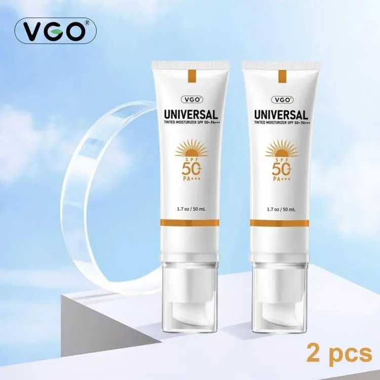 VGO 2-in-1 Tinted Moisturizer-Foundation with SPF 50+, Facial Sunblock for Dry Skin, Hydrating Formula to Lock Moisture & Even Skin Tone, Shade Earthy Yellow, Tinted Sunscreen, Spf Makeup, Sunscreen Everyday, Adults, Moisturizing
