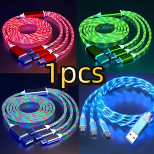 Versatile 3-In-1 LED Charging Data Cable, Compatible with Type-C, Lightning & Micro USB, Ideal for Phones, Tablets, Cameras & More, Phone Charging Accessories, Multifunctional Charging Cable