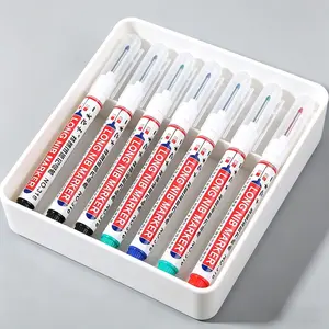 30/40 Count Fine Tip Non-Erasable Markers, 20mm Deep Hole Long Tip Markers, Red, Black, Blue, Green Comes with Fast-Drying Ink Markers, Non-Erasable Markers, DIY Crafts with Ergonomic Handle - Great for Carpentry, Tiling and Bathroom Design