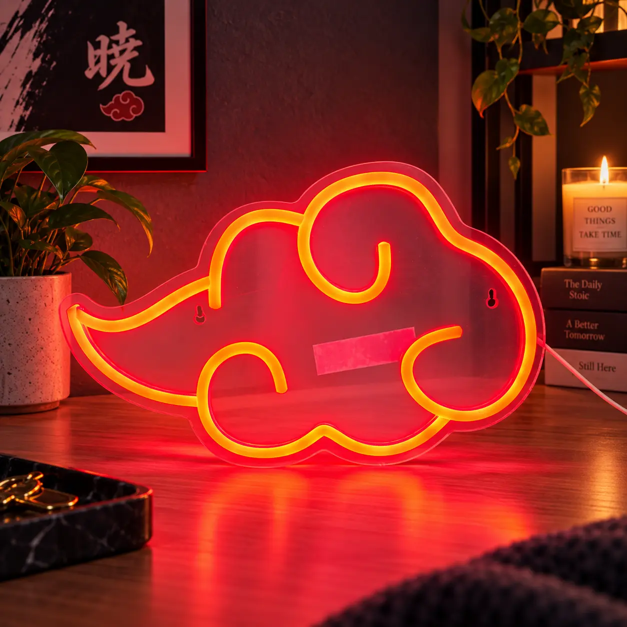Cloud Anime Neon Sign, USB- Powered Light for Parties and Room Decor, Unique Desktop Decoration Sign, Gifts and More