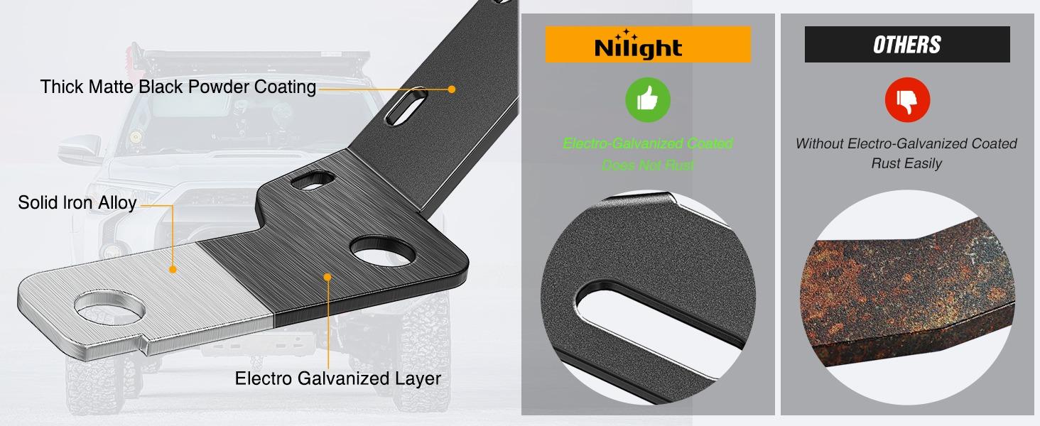 Nilight Ditch Light Brackets Hood Hinges Mount Bracket Kit for Auxiliary Offroad LED Pods Work Lighting Compatible with Toyota 4Runner 2009-2023 Tundra 2007-2021