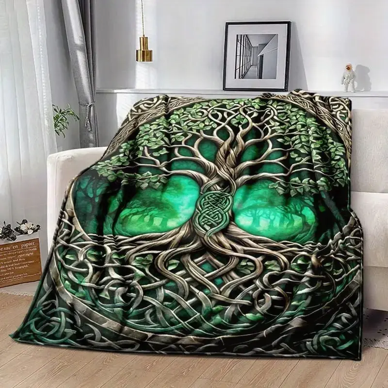 Modern Large Celtic Knot Tree of Life Flannel Blanket - 100% Polyester Soft Sofa Bedspread - Comfortable Decorat Print for Room Bed and Car Interior Popular Gift