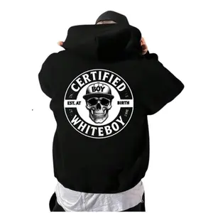 Certified Whiteboy Hoodie Skull Graphic Streetwear, Edgy Skull Print Urban Style Hoodie, Dark Aesthetic Street Fashion Shirt, Trending T-shirt- Gift For Men-men's shirt, Casual Womenswear, Unisex, Top, Unisex