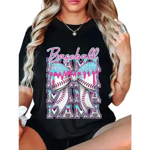 100% Cotton Baseball Drip For Mama Mom Coquette Bow Ice Cream Dripping T-Shirt