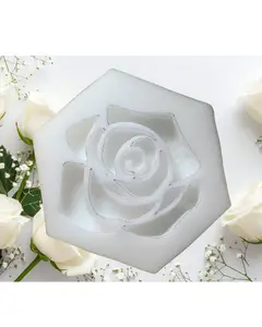 Rose Flower Big White Hexagon Hand Carved Sponge 7x3" Cleantok Sponge, ASMR Squeeze Sponge, Suds making Sponge, SpongeTok Gift Idea, Made in the USA