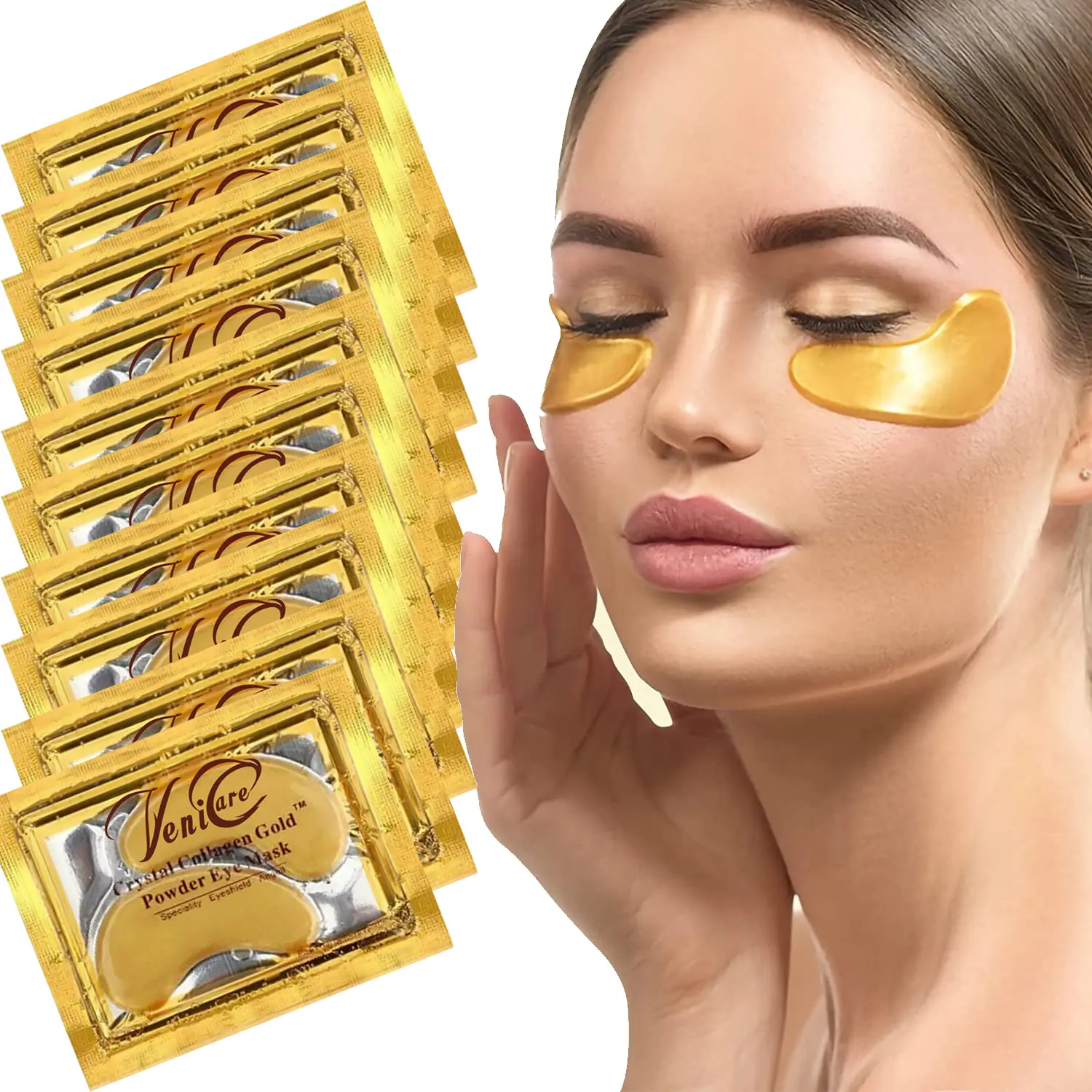 24k Gold Under Eye Patches - 20 Pcs Eye Mask Pure Gold Anti-Aging Collagen Hyaluronic Acid Under Eye Mask for Removing Dark Circles, Puffiness & Wrinkles Refresh Your Skin Firming