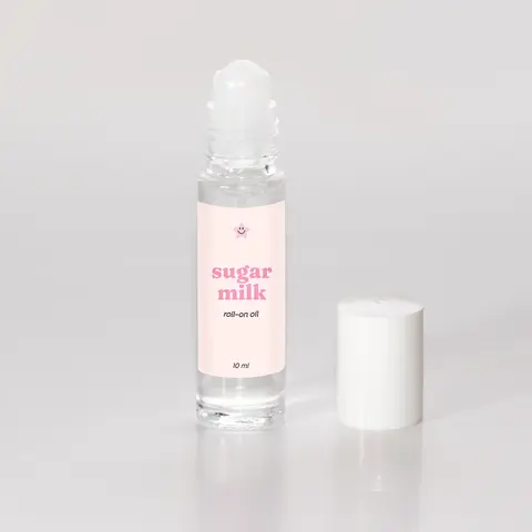 Sugar Milk Roll On Perfume Oil with Caprylic/Capric Triglyceride, 10 mL Gourmand Vanilla Scents Body Fragrance for All Skin Types, Caprylic/Capric Triglyceride (Coconut Oil), Everyday Self Care, Gourmand Scent Profile, 10Ml Vial Storage, Single Item