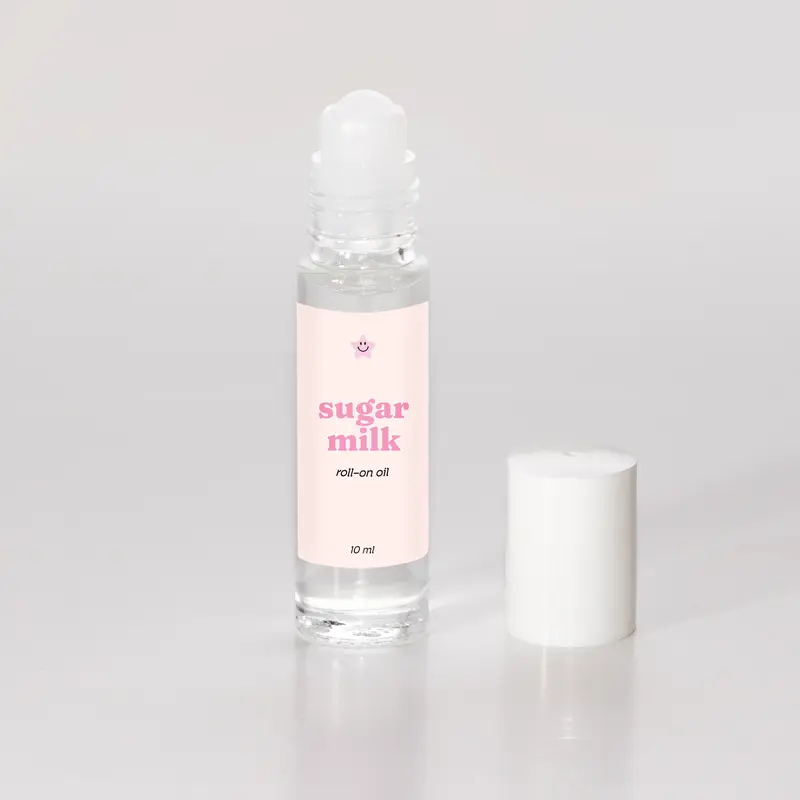 Sugar Milk Roll On Perfume Oil with Caprylic/Capric Triglyceride, 10 mL Gourmand Vanilla Scents Body Fragrance for All Skin Types, Caprylic/Capric Triglyceride (Coconut Oil), Everyday Self Care, Gourmand Scent Profile, 10Ml Vial Storage, Single Item