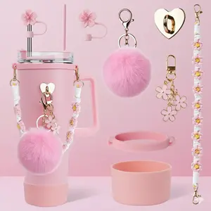 40 oz Stainless Steel Vacuum Insulated Glass Cup with Handle and Straw for Children's Gift Set, Keep Cold, Hot & Ice, Portable Drinkware - Mug, Tumbler, Water Bottles, Bottled, Flasks easter toy funny Tumbler Drinkware Tea Iced Tea Birthday gift for girls