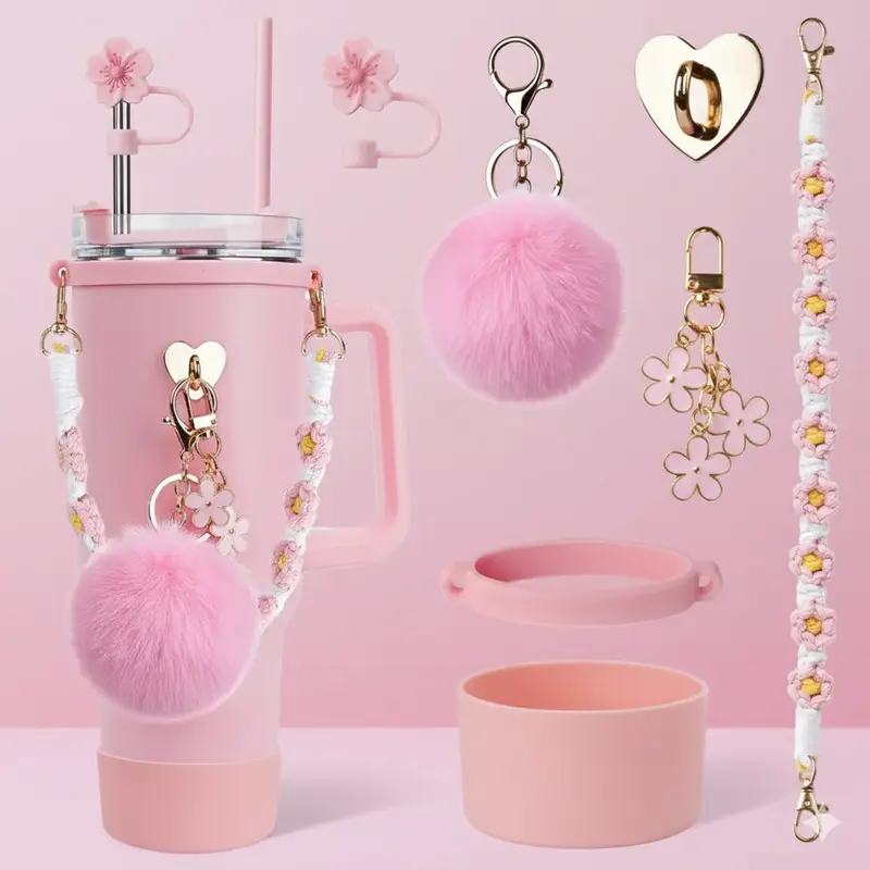 40 oz Stainless Steel Vacuum Insulated Glass Cup with Handle and Straw for Children's Gift Set, Keep Cold, Hot & Ice, Portable Drinkware - Mug, Tumbler, Water Bottles, Bottled, Flasks easter toy funny Tumbler Drinkware Tea Iced Tea Birthday gift for girls